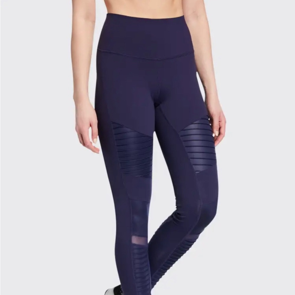 High-Waist Moto Sport Leggings with Mesh Panels